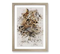 Leopard Vol.1 Watercolour Framed Print | A2 Oak Framed Wall Art | Ready to Hang | Modern Animal Picture | Living Room Bedroom Lounge Office