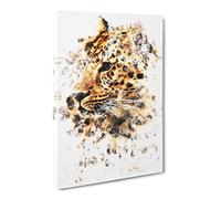 Leopard Vol.1 Watercolour Modern Canvas Wall Art Print Ready to Hang, Framed Picture for Living Room Bedroom Home Office Décor, 20x14 Inch (50x35 cm)