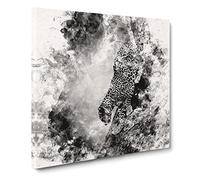 Leopard Vol.5 Watercolour Modern Canvas Wall Art Print Ready to Hang, Framed Picture for Living Room Bedroom Home Office Décor, 20x20 Inch (50x50 cm)