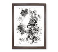 Leopard Vol.5 Watercolour Modern Framed Wall Art Print, Ready to Hang Picture for Living Room Bedroom Home Office Décor, Walnut A4 (34 x 25 cm)