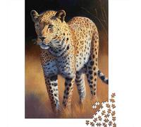Leopard Walking Jigsaw Puzzle 1000 Pieces Recycled Paper for Adults African WildlifePuzzle Fun And Challenging Home Activity Great Gift Idea for Festivals 52x38cm/1000pcs