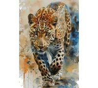 Leopard Walks in, Counted Cross Stitch Kit, Cotton, 14 Count, 190x250 Stitch,34x45cm, Leopard Design Cross Stitch