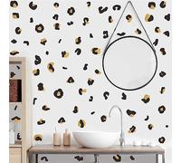 Leopard Wall Decals Polka Dot Wall Stickers Black Gold Wall Decals Leopard Decals Vinyl Wall Sticker Abstract Wall Stickers Removable Peel and Stick Wall Stickers for Living Room Bedroom Decor