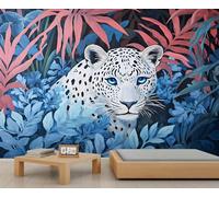 Leopard Wallpaper - Peel and Stick Wallpaper for Living Room, Jungle Cheetah Bedroom Wall Paper, Self Adhesive Large Wall Mural - Tropical Botanical Home Decor