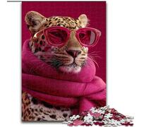 Leopard Wearing A Scarf 1000 Piece Jigsaw Puzzle for Adults And Teenagers, Toys Educational Games Stress Relieving Wishlist with Santa Claus (26x38cm)