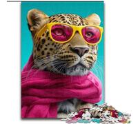 Leopard Wearing A Scarf 1000 Piece Jigsaw Puzzles for Teenagers Gifts, Help The Brain Exercise Addictive Toys to Cultivate Patience Perfect Decoration (26x38cm)