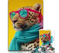 Leopard Wearing A Scarf Adult Jigsaws 1000 Pieces Difficult,Decompressing Intellectual Educational Toy Suitable for Desktop Decoration (50x75cm)