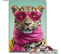 Leopard Wearing A Scarf Jigsaw Puzzles for Adults Teenagers Jigsaws Puzzle, for Age 14+ Game Wall Decoration Unique Gifts for Birthday And Christmas (70x100cm)