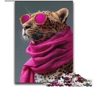 Leopard Wearing A Scarf Jigsaw Puzzles for Adults Teenagers Jigsaws Puzzle, for Age 14 Years And over Stress Relief Christmas Game Presents for Women (70x100cm)