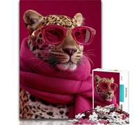Leopard Wearing A Scarf Jigsaw Puzzles for Adults Teenagers Jigsaws Puzzle,Toys Educational Games Stress Relieving Wishlist with Santa Claus (50x75cm)