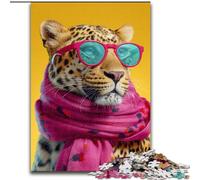 Leopard Wearing A Scarf JigsawPuzzle 1000 Pieces for Adults, Fun Games Every Piece Is Unique - Challenging Family Fun Game (50x75cm)