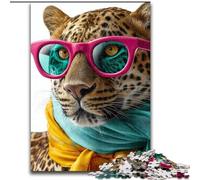 Leopard Wearing A Scarf Puzzles for Adults Teens 1000pc Puzzle, Decompressing Intellectual Educational Toy Educational Game for Birthday, Chrismas (26x38cm)