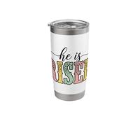 Leopard Western He is Risen Easter Christian Jesus Text Stainless Steel Insulated Tumbler