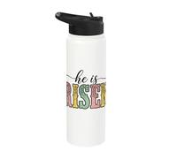 Leopard Western He is Risen Easter Christian Jesus Text Stainless Steel Insulated Water Bottle