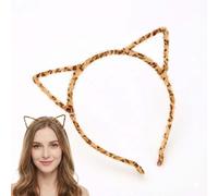 Leopard Wire Cat Ear Headband - Ultra-Lightweight Adjustable Fuzzy Metal Core