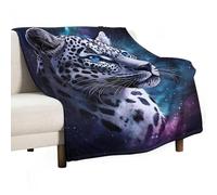 Leopard with Blue Eyes Lightweight Throw Blanket for Bed Couch Sofa Soft Flannel Blankets Large Warm Plush Throws 60"x80"
