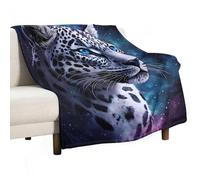 Leopard with Blue Eyes Lightweight Throw Blanket for Bed Couch Sofa Soft Flannel Blankets Large Warm Plush Throws 50"x60"