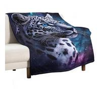Leopard with Blue Eyes Lightweight Throw Blanket for Bed Couch Sofa Soft Flannel Blankets Large Warm Plush Throws 66"x90"