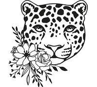 Leopard with Flowers Vinyl Decal Sticker for Car/Window/Wall (Purple Gloss)