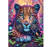 Leopard with Glowing Spots in A Magical Forest 500 Piece Premium Jigsaw Puzzle Wildlife Pet For Men Educational Decompression Adults Anxiety Memory Care Mothers Valentines Wooden 500 PCS
