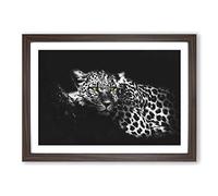 Leopard with Green Eyes High Painting Framed Print | A2 Walnut Framed Wall Art | Ready to Hang | Modern Animal Picture | Living Room Bedroom Lounge Office