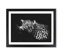 Leopard With Green Eyes High Painting Modern Art Framed Wall Art Print, Ready to Hang Picture for Living Room Bedroom Home Office Décor, Black A2 (64 x 46 cm)