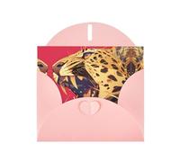 Leopard with open mouth Pink Patterns greeting card 6x4 inches with envelope, covering birthdays, weddings and other occasions