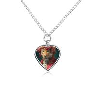Leopard with Peony Crown Urn Necklace for Ashes Adjustable Pet Cremation Jewelry for Men Women