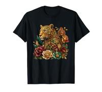 Leopard with Roses and Orchids Jungle Floral Aesthetic T-Shirt