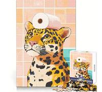 Leopard with Toilet Paper on Head for Adults 1000 Piece Jigsaw Puzzle Serene Game Perfect Connection Pattern Build Birthday Surprise (38x26cm)