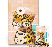 Leopard with Toilet Paper on Head for Adults 1000 Piece Jigsaw Puzzle Serene Game Perfect Connection Pattern Build Birthday Surprise (38x26cm)