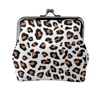 Leopard Women's Leather Kiss-Lock Coin Purse,Double-Sided Full Print Pattern,Ultra-Fine Fiber Leather,Small Clutch Wallet for Cash,Cards,Coins