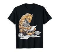 Leopard Writing Motif Animal Lover Print Art Leopard T-Shirt