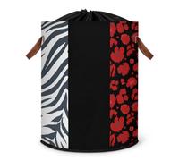 Leopard Zebra Print Laundry Hamper Large Laundry Basket Foldable Clothe Hamper Storage Organizer Bin with Drawstring Lid Boxes for Bedroom Bathroom Room