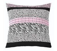 Leopard Zebra Print Throw Pillow Cover Giraffe Cheetah Skin Stripe Patchwork Double Sides Pillow Case for Kids Boys Girls Room Decor,Pink Black White Cushion Cover for Bed Couch Sofa,1 Pack 22"x22"