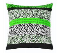 Leopard Zebra Print Throw Pillow Cover Giraffe Cheetah Skin Stripe Patchwork Double Sides Pillow Case for Kids Boys Girls Room Decor,Green Black White Cushion Cover for Bed Couch Sofa,1 Pack 24"x24"