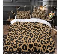 LeopardPattern Comforter Cover 3D Print Extra Soft 3-Piece Bed Set Hidden Zipper WildAnimalStyle_1 Quilt Cover Premium All Season for Adults Women Kids Girls Boys Teens Youth Double（200x200cm）
