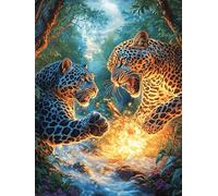 Leopards in Magical Forest 300 Piece Complete Jigsaw Puzzle Set Accompany Fairy Tale Cute Teens Beginners Educational Challenge Puzzle Fans Group Play Anniversary Quality Material 300 PCS