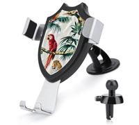 Leopards Palm Tree Parrot Bird Car Phone Holder Rotatable Mount Dashboard Windshield Air Vent Accessories