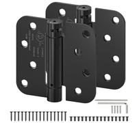 LEOPO 2-Pack Self Closing Door Hinges, 4" x 4" Spring Loaded Door Hinge | 5/8" Radius Corners, Adjustable Tension, for Exterior/Garage/Left Right Door, UL Listed, Stainless Steel, Black