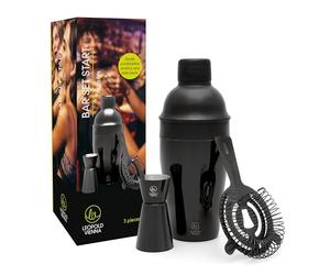 Leopold Vienna - Cocktail set Acolon 3-piece black (cocktail shaker, strainer, pipette) gift set