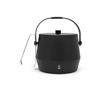 Leopold Vienna Small Black Double-Walled Ice Container 1 Litre with Tongs - Insulating Bucket Keeps Ice Optimally Cooler, 149 x 205 x 180 mm, Black