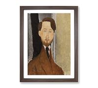 Leopold Zborowksi By Amedeo Modigliani Classic Painting Framed Print | A3 Walnut Framed Wall Art | Ready to Hang | Classic Historical Picture | Living Room Bedroom Lounge Office