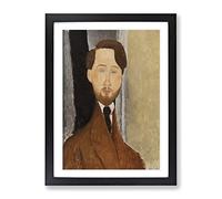 Leopold Zborowksi By Amedeo Modigliani Classic Painting Framed Wall Art Print, Ready to Hang Picture for Living Room Bedroom Home Office Décor, Black A2 (64 x 46 cm)