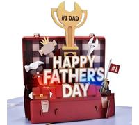 Leopong Father's Day Pop Up Card, Musical & LED Lighted 3D Toolbox,Unique Greeting Gift for Dad/Husband