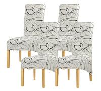 Leorate 4PCS High Back Dining Chair Covers - Stretch Removable Polyester Slipcovers, Floral Print Design, Wrinkle-Resistant & Machine Washable Furniture Protectors (Color-126008)