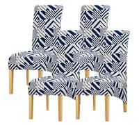 Leorate 4PCS High Back Dining Chair Covers - Stretch Removable Polyester Slipcovers, Floral Print Design, Wrinkle-Resistant & Machine Washable Furniture Protectors (Color-126010)