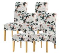 Leorate 4PCS High Back Dining Chair Covers - Stretch Removable Polyester Slipcovers, Floral Print Design, Wrinkle-Resistant & Machine Washable Furniture Protectors (Color-126013)