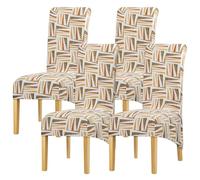 Leorate 4PCS High Back Dining Chair Covers - Stretch Removable Polyester Slipcovers, Floral Print Design, Wrinkle-Resistant & Machine Washable Furniture Protectors (Color-126007)