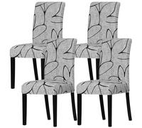 Leorate Chair Covers for Dining Room - Stretch Printed Spandex Fabric Chair Slipcovers Washable Removable Seats Slipcovers,for Kitchen,Dining Room,Wedding Decor,Hotel,Restaurant (K085, Pack of 4)